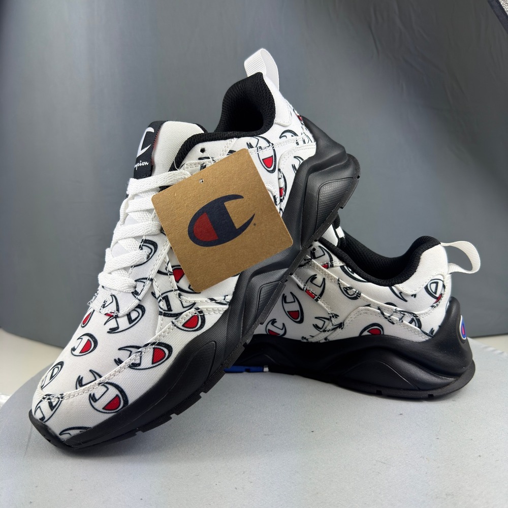 NWT Champion 93Eighteen Repeat C Youth Size 7 White Black Running Shoes Sneaker